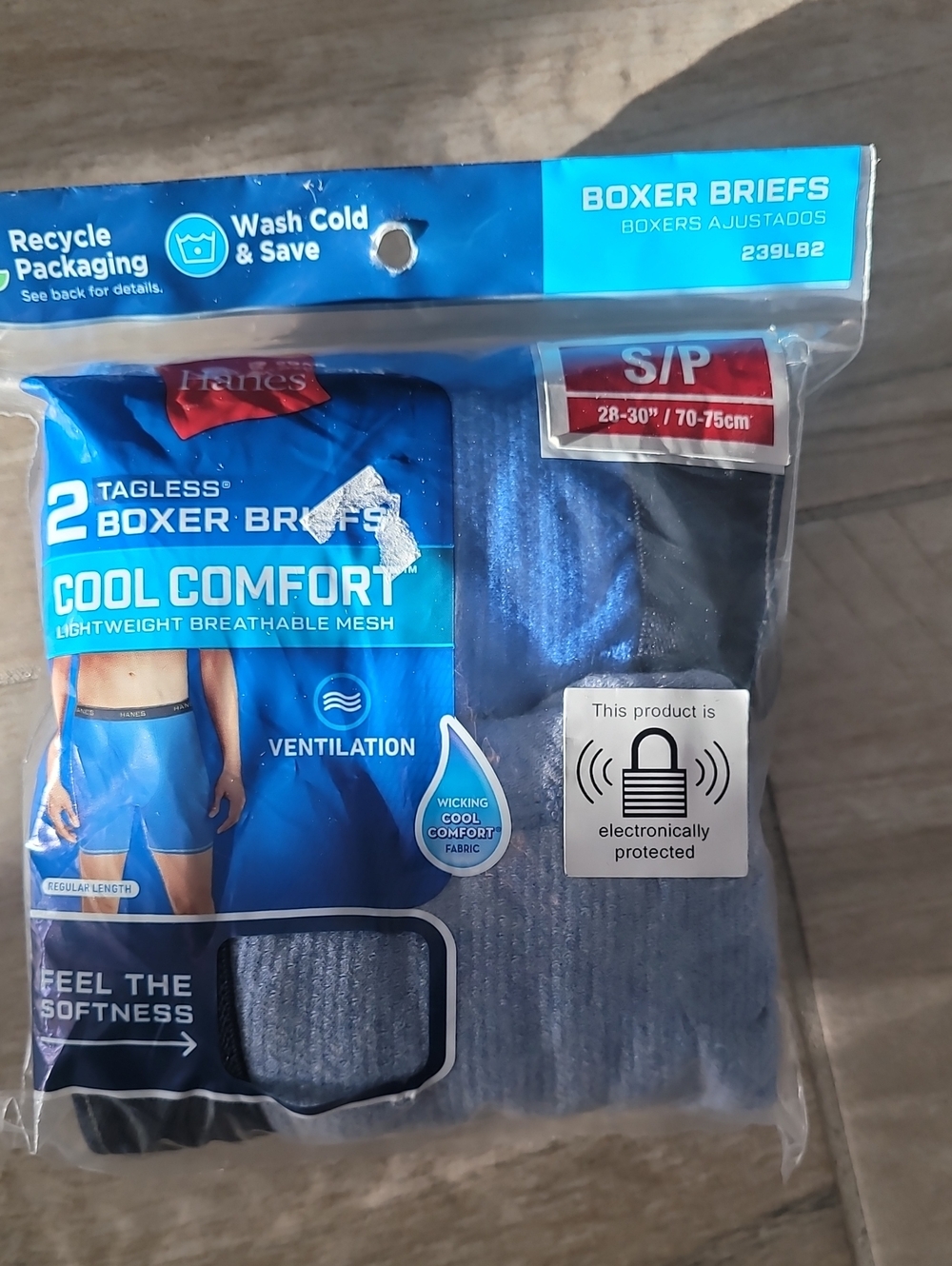Hanes Cool Comfort Men's Boxer Briefs - Blue & Dark Gray (2 Pack)